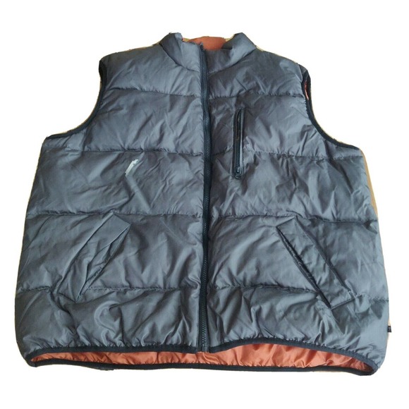 Vintage Moose Creek Mens Vest Reversible Puffer Size XL Full Zip Gray Orange - Picture 1 of 8